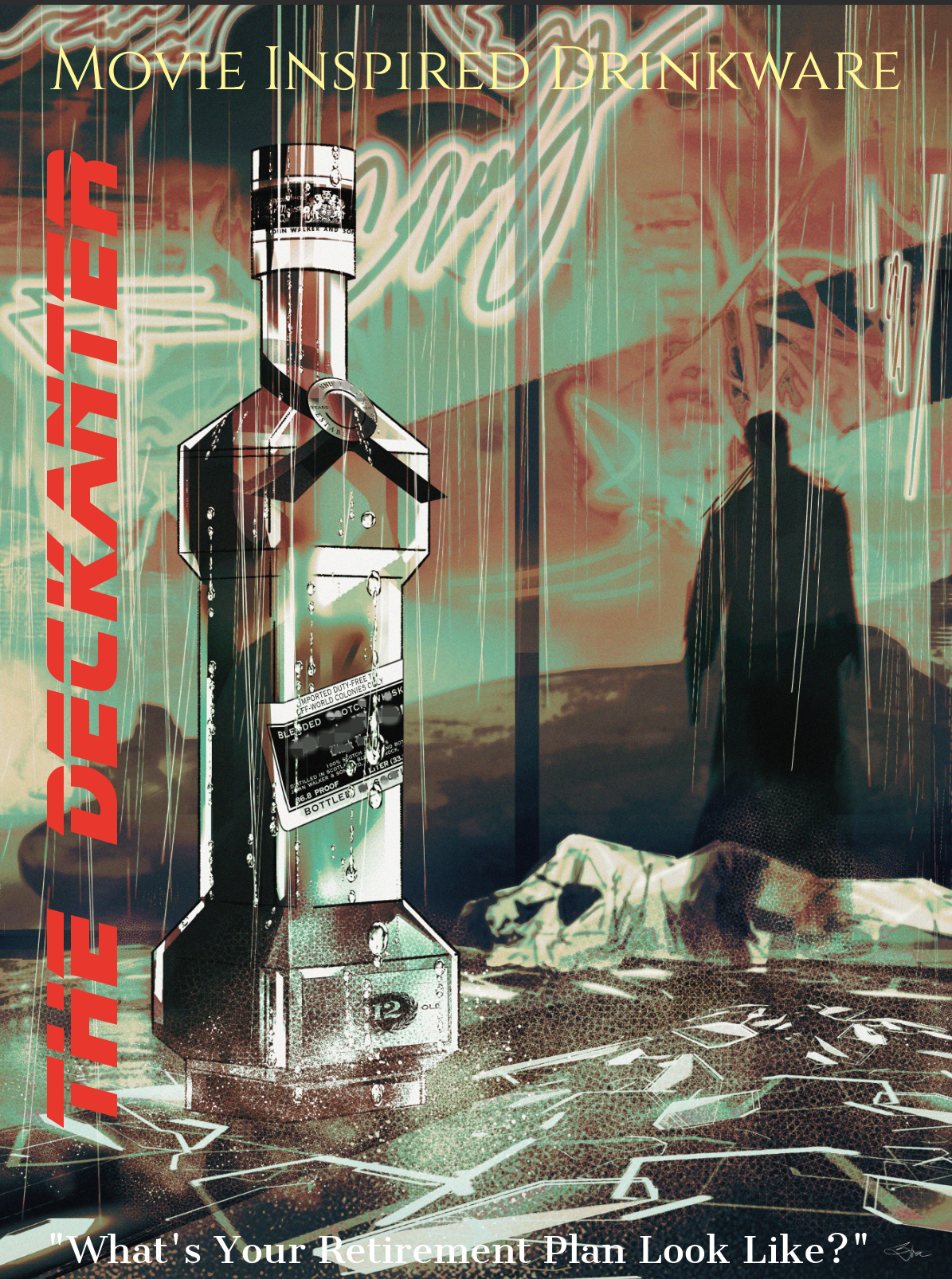 The DECKANTER Prop Replica Bottle - 1982 Sci-Fi Movie Inspired
